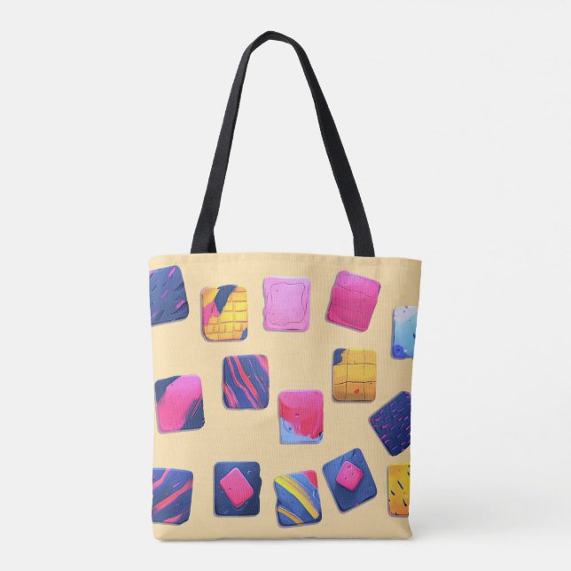Tote Bag Motif de blocs colorés Abstraits (Dos)