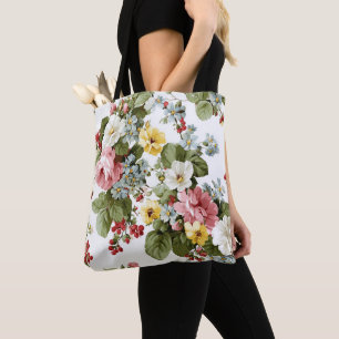 Tote Bag Motif de bouquet floral de cottage vintage