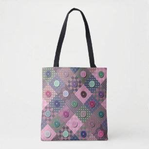Tote Bag Motif de boutons multicolores unique Patchwork   