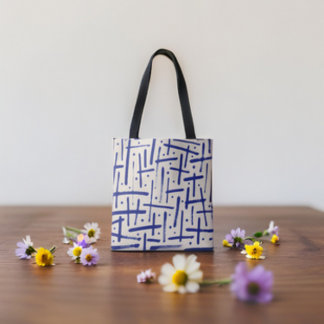 Tote Bag Motif de brosses et de points bleus texturés
