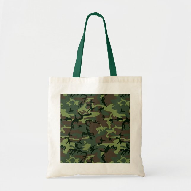 Tote Bag Motif de brun de vert de Camo de camouflage (Devant)