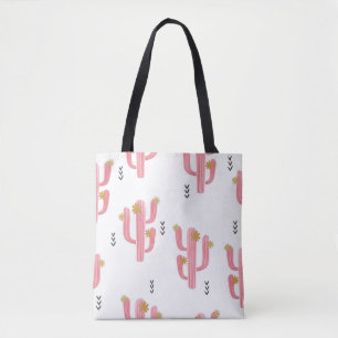 Tote Bag Motif de cactus à fleurs d'aquarelle transparente.