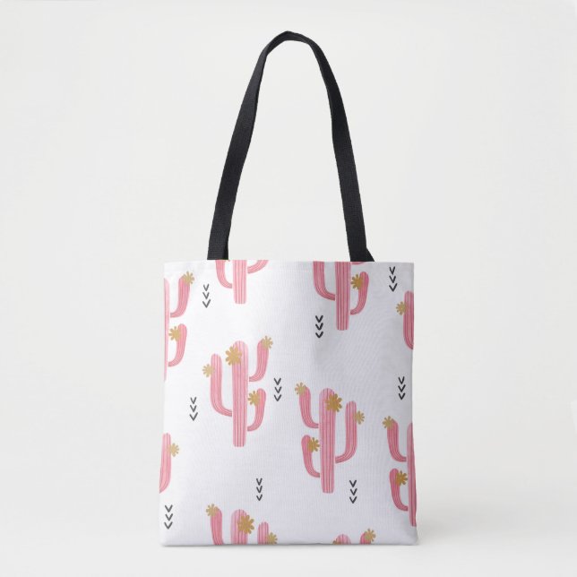 Tote Bag Motif de cactus à fleurs d'aquarelle transparente. (Devant)