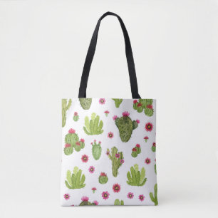 Tote Bag Motif de cactus vert peint à la main
