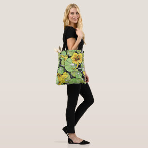 Tote Bag Motif de capucine jaune doré Art Nouveau