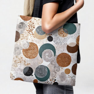 Tote Bag Motif de cercle géométrique abstrait Neutre Boho 3