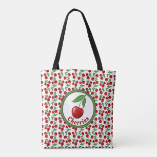 Tote Bag Motif de cerises rouges personnalisé