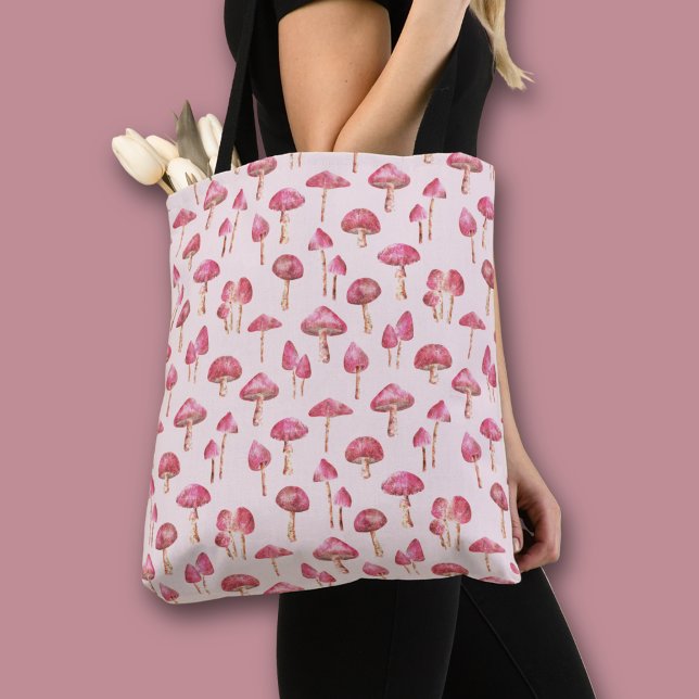 Tote Bag Motif de champignon de forêt rose (Pink mushroom all over print tote bag)