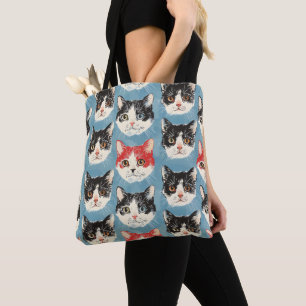 Tote Bag Motif de chats rouges et noirs