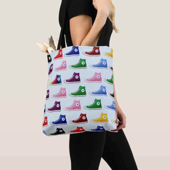 Tote Bag Motif de chaussures Basket étoilé rétro (De près)