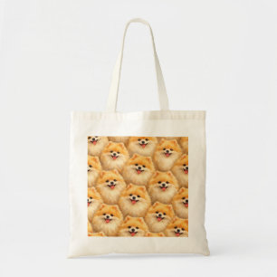 Tote Bag Motif de chien Pomeranian heureux en crème dorée c
