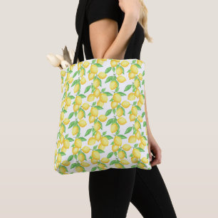 Tote Bag Motif de citron agrumes méditerranéen