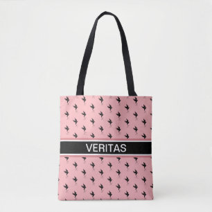 Tote Bag Motif de colibri sur fond noir et rose corail