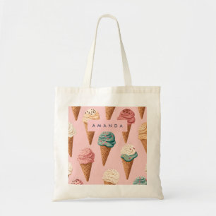 Tote Bag Motif de cône de crème glacée Vintage rétro person