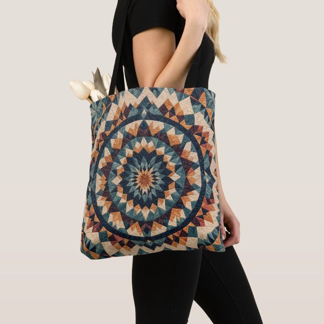 Tote Bag Motif de courtepointe Kaleidoscope (De près)