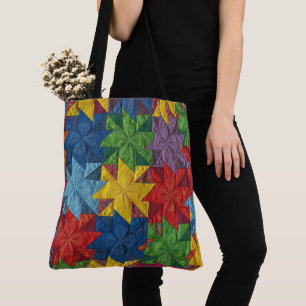 Tote Bag Motif de Courtepointe Patchwork à Roues