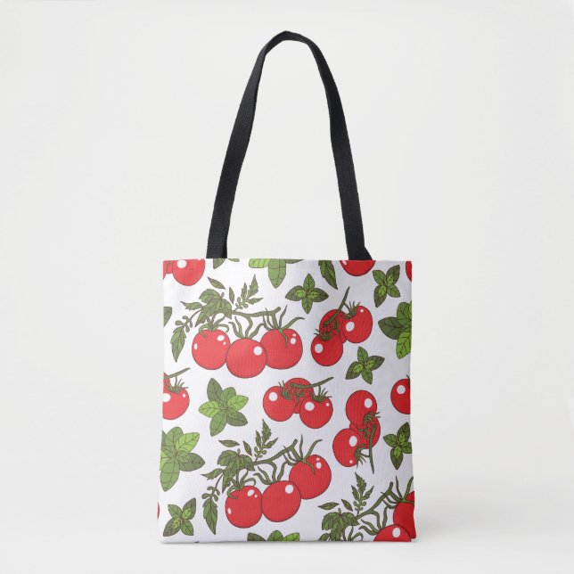 Tote Bag Motif de cuisine sans couture Tomato Basil (Devant)