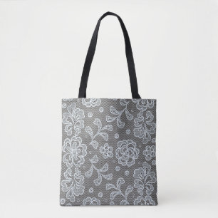 Tote Bag Motif de dentelle, cru 6 de fleur