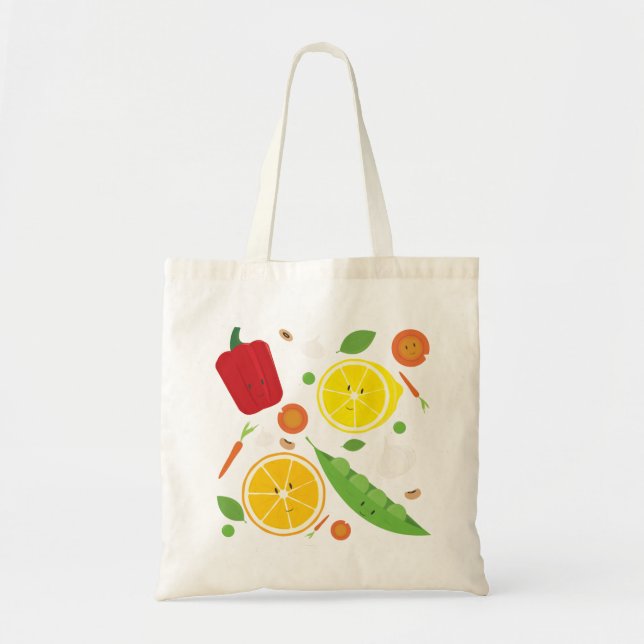 Tote Bag Motif de dessin humoristique pour fruits et légume (Devant)