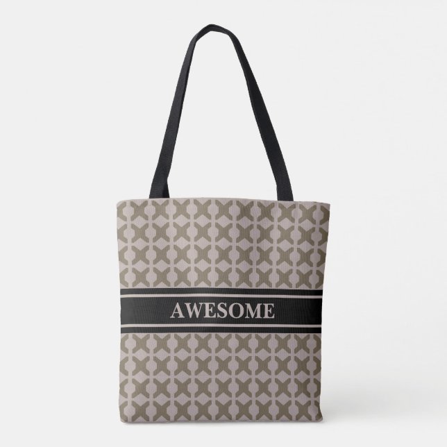 Tote Bag Motif de diamants beige et Brown (Dos)