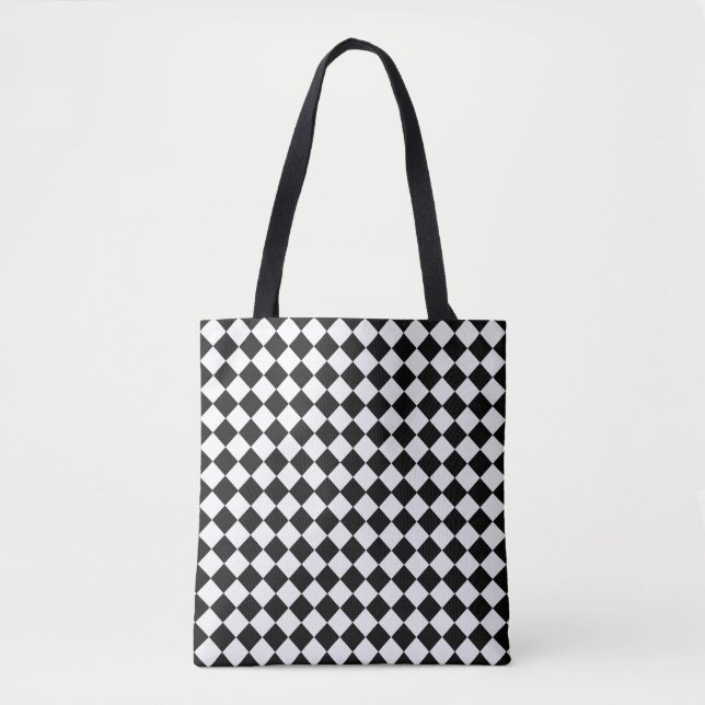 Tote Bag Motif de diamants noir et blanc par Shirley Taylor (Devant)