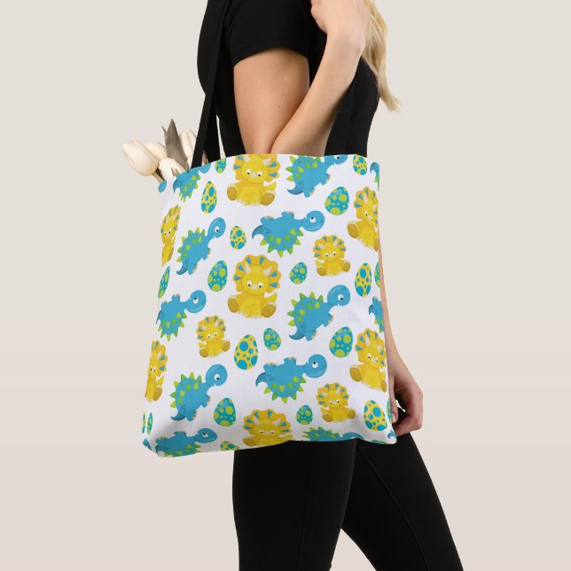 Tote Bag Motif De Dinosaures, Dinosaures Mignons, Baby Dino (De près)