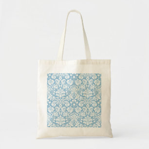 Tote Bag Motif de fantaisie bleu de damassé