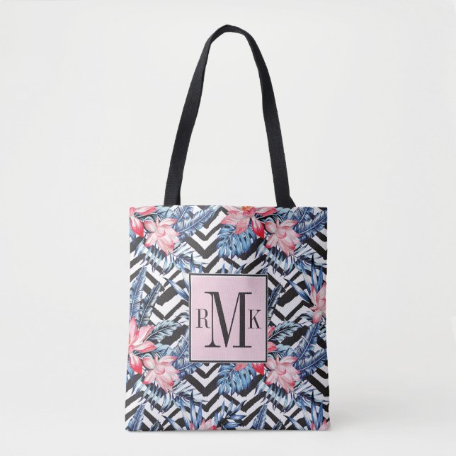 Tote Bag Motif de fleur tropical de Lotus (Devant)