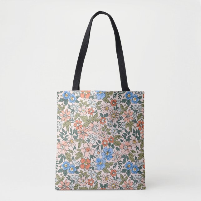 Tote Bag Motif de fleurs du jardin de corail (Devant)