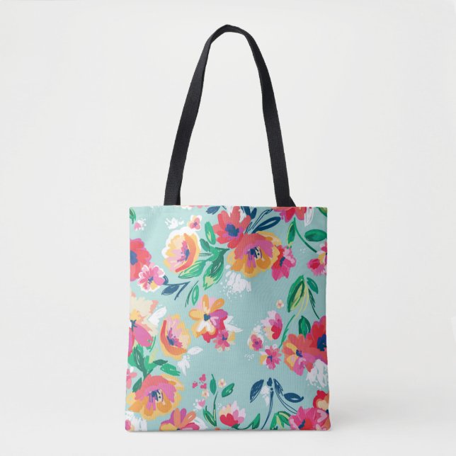 Tote Bag Motif de fleurs peint (Devant)