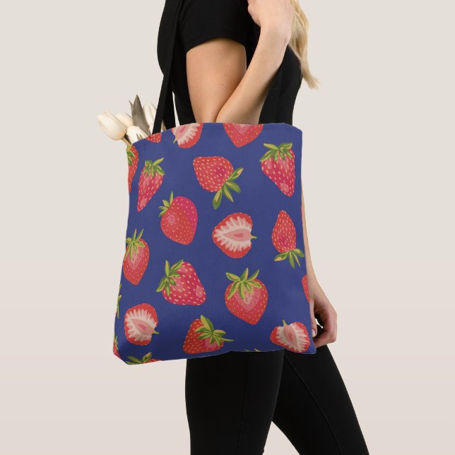 Tote Bag Motif de fraise coloré (De près)