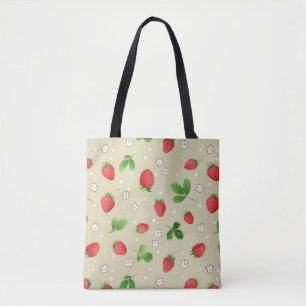Tote Bag Motif de fraises d'aquarelle