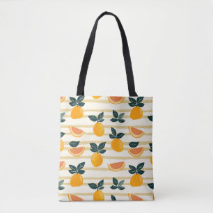 Tote Bag Motif de fruits d'agrumes avec Feuilles verts (4)