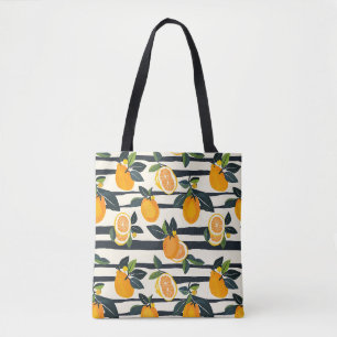 Tote Bag Motif de fruits d'agrumes avec Feuilles verts (5)