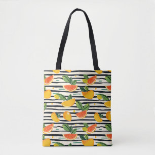 Tote Bag Motif de fruits d'agrumes avec Feuilles verts (6)