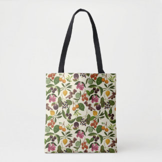 Tote Bag motif de fruits exotiques tropicaux peints à la ma