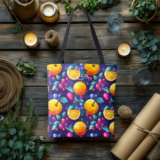 Tote Bag Motif de fruits sombres – Citron et baie vibrants