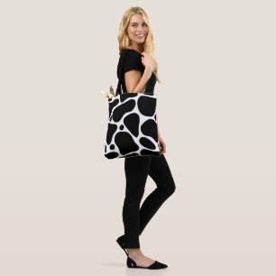 Tote Bag Motif de girafe abstraite noir et blanc