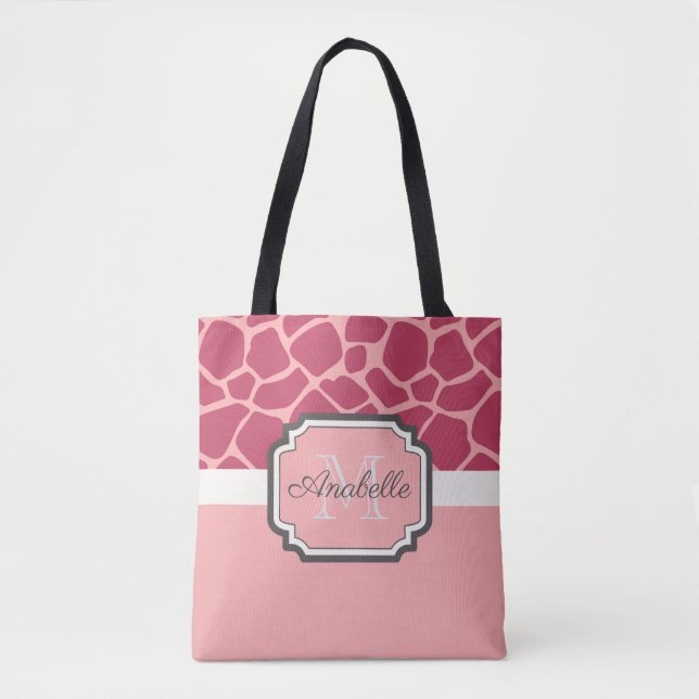 Tote Bag Motif de girafe rose (Devant)