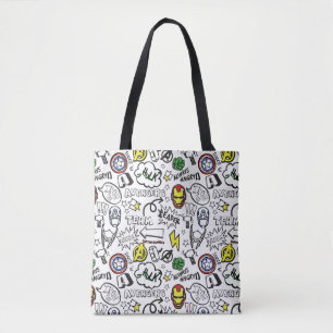 Tote Bag Motif de gribouillage de symboles des Avengers