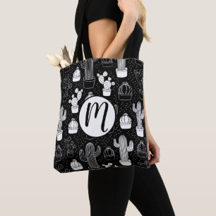 Tote Bag Motif de gribouillis noir et blanc