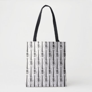 Tote Bag Motif de guitare basse Bassiste Musicien (Monochro