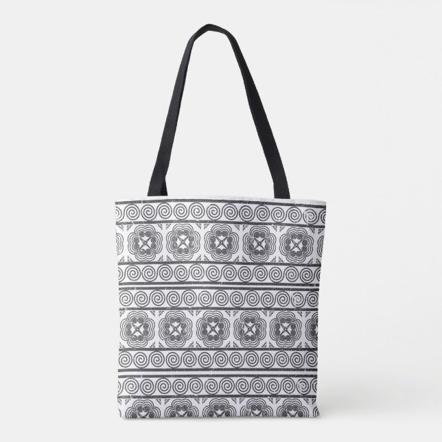Tote Bag Motif de Hmong dans Fourre-tout gris (Dos)