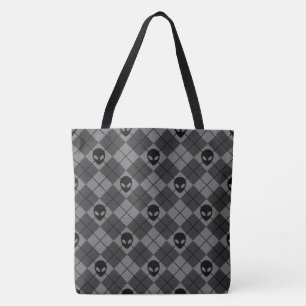 Tote Bag Motif de Jacquard Alien noir et gris