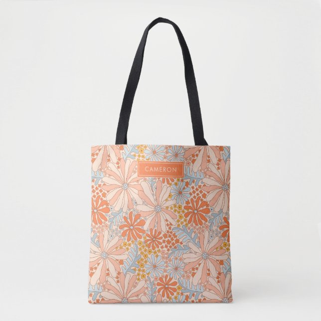 Tote Bag Motif de jardin à fleurs rétro (Devant)