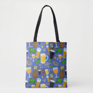 Tote Bag Motif de la bière Hops Barley Glasses Bottages Br