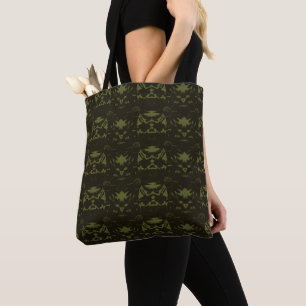 Tote Bag Motif de la fleur de cône vert Sage et Hunter