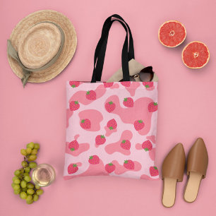 Tote Bag motif de la vache à fraise kawaii
