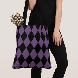 Tote Bag Motif de l'arlequin violet et noir