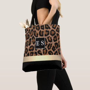 Tote Bag Motif de léopard de Monogramme personnalisé